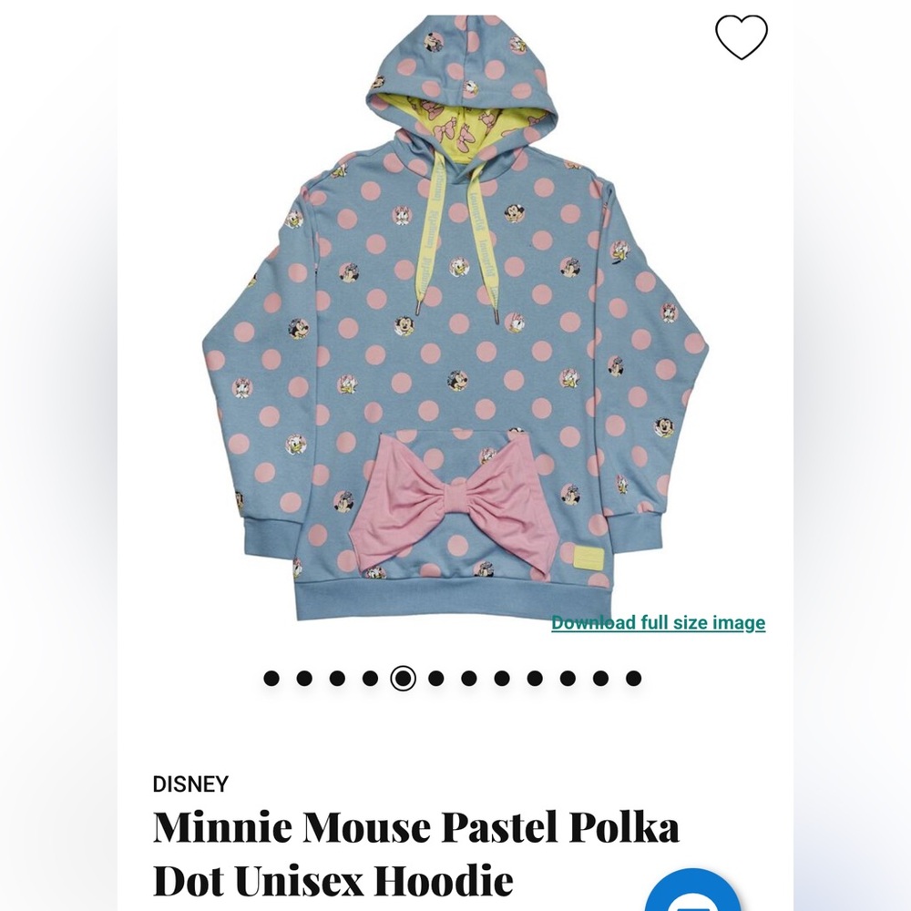 Disney Loungefly Minnie Mouse Pastel Polka Dot XL Hoodie